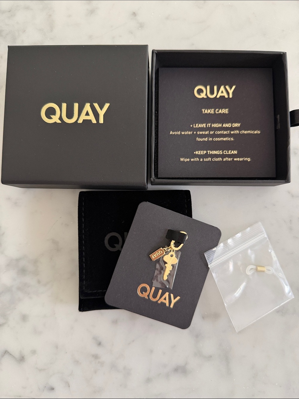 NEW In Box Quay Key Charm in Gold